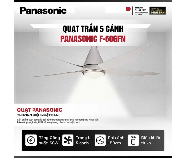 Quạt trần 5 cánh Panasonic F-60GFN  Quạt trần 5 cánh Panasonic F-60GFN