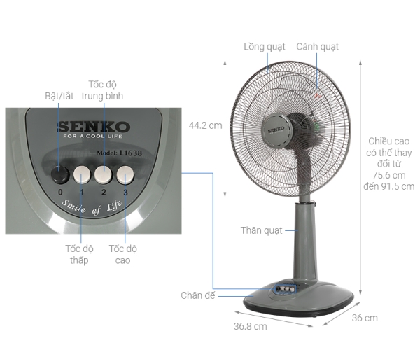 Quạt lửng Senko L1639