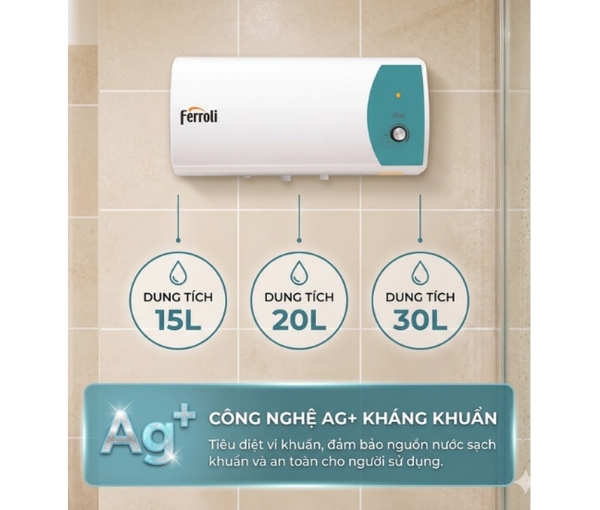 Máy Nước Nóng Ferroli Trevi Ag+ 2500W – Ion kháng khuẩn