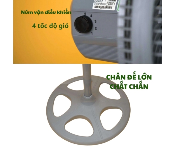 Quạt đứng Asian Turbo Plus VY639, 3 màu, 4 cấp gió