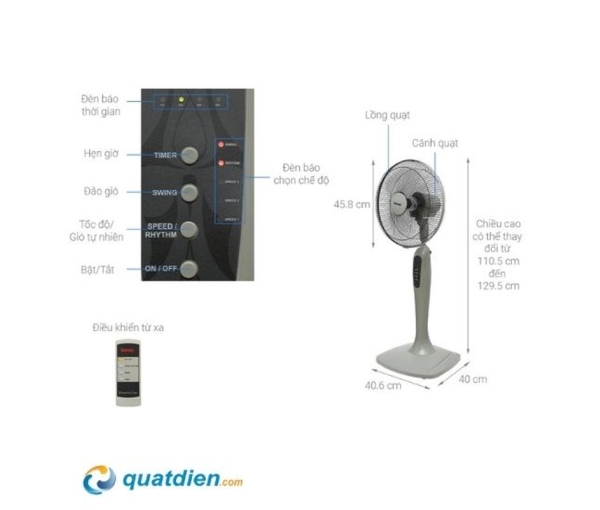 Quạt đứng Benny FM16GX 50W nhập khẩu Thái Lan có điều khiển
