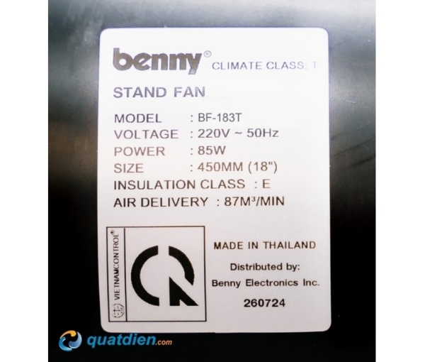 Quạt đứng công nghiệp Benny BF-183
