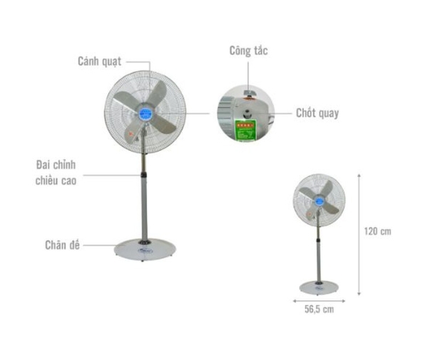Quạt đứng công nghiệp Chinghai HS9299 4 cánh nhôm 145W