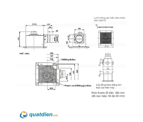 Quạt hút âm trần nối ống gió Mitsubishi VD-10Z4T6