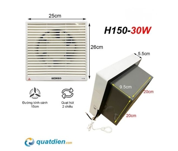 Quạt hút gắn tường 2 chiều Senko H150