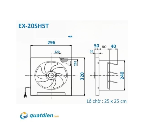 Quạt hút gắn tường Mitsubishi EX-20SH5T/EX-20SH7T