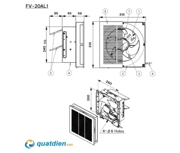 Quạt hút gắn tường Panasonic FV-20AL1