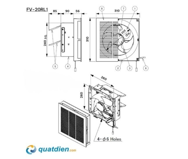 Quạt hút gắn tường Panasonic FV-20RL1