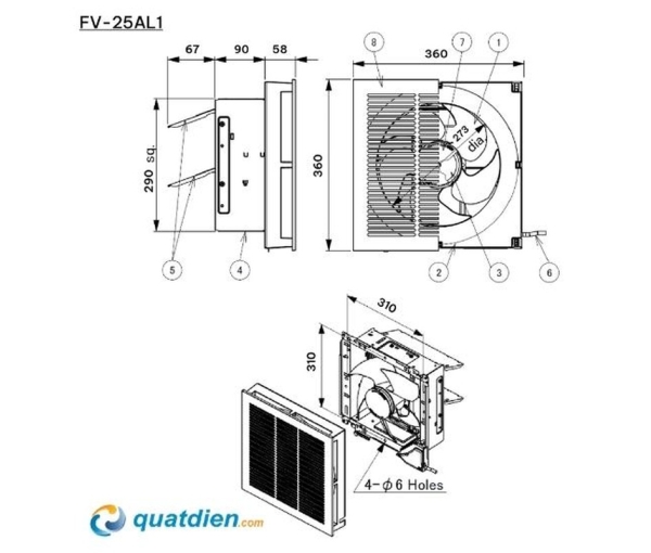 Quạt hút gắn tường Panasonic FV-25AL1