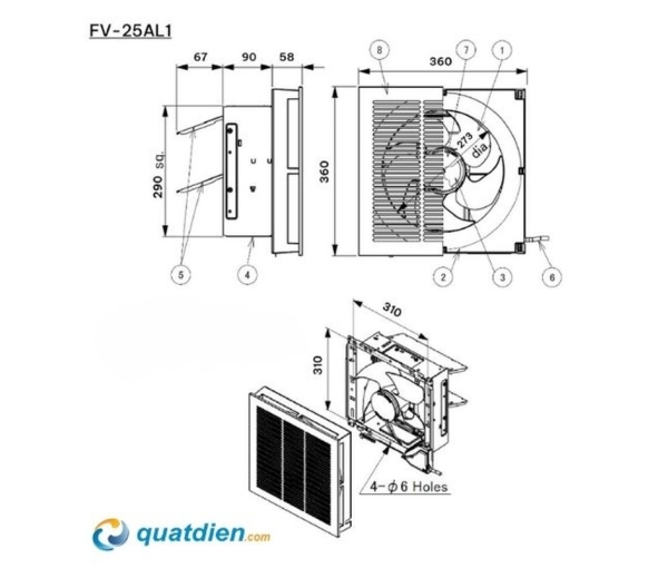 Quạt hút gắn tường Panasonic FV-25RL1