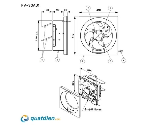 Quạt hút gắn tường Panasonic FV-30AU1