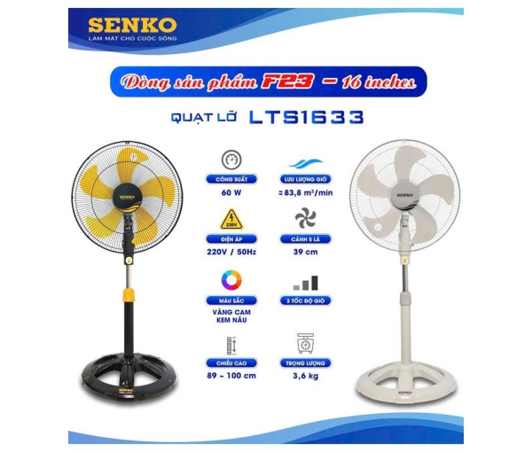 Quạt lửng thân sắt Senko LTS1633