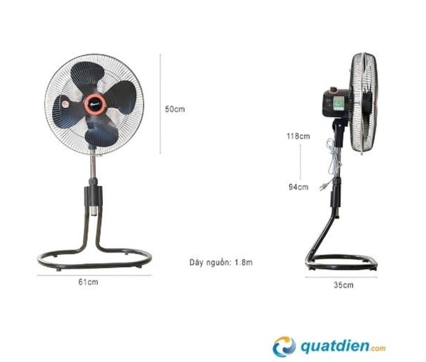 Quạt sàn rút Chinghai FF2318 4 cánh đen 108W