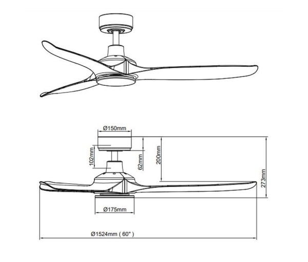 Quạt Trần Benny BDC60RM (có các option BDC60RM (Màu Đen), BDC60RM (Màu Trắng))