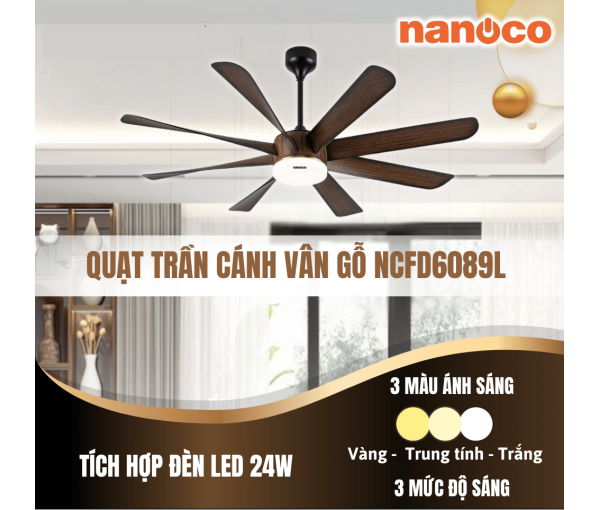Quạt trần Nanoco 8 cánh NCFD6089L