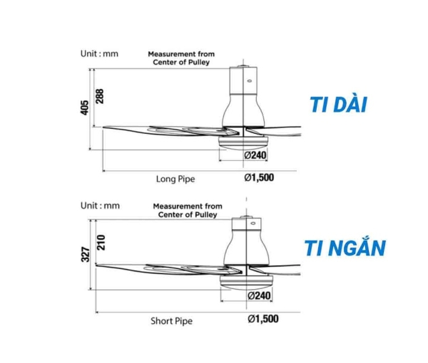 Quạt Trần KDK U60FWS (có các option U60FWS(BK), U60FWS(SIL) (Màu Bạc Sáng), U60FWS(WH) (Màu Trắng))