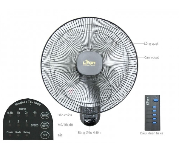 Quạt treo tường Lifan TE có Remote Quạt treo tường Lifan TE có Remote