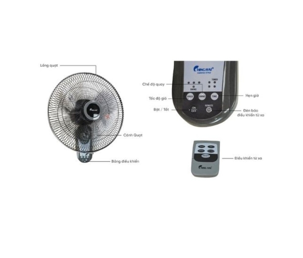 Quạt treo tường Chinghai W615A/A2 55W remote