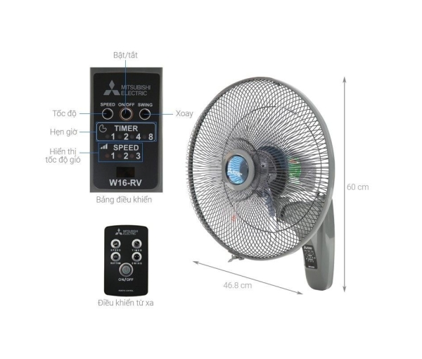  Quạt treo tường Mitsubishi W16 3 Options
