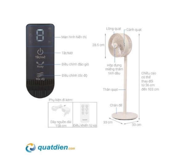 Quạt tuần hoàn Sharp PJ-CD114V-C 36W