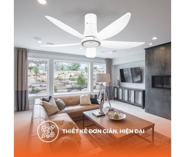 Quạt trần Nanoco 5 cánh NCF5653-WL màu trắng, có Đèn LED Quạt trần Nanoco 5 cánh NCF5653-WL màu trắng, có Đèn LED